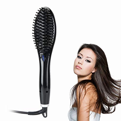 Peine para alisar el cabello, Cepillo para alisar el cabello, Cepillo eléctrico calentado 2 en 1 Anión de cerámica, Alisador para el cabello Peine con