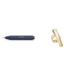Kaweco Classic Sport Bolígrafo, color azul marino + Sport Clip octogonal, color dorado en oferta