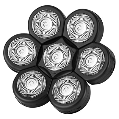 7D Afeitadora Eléctrica Cabezal de Repuesto, Afeitar Eléctricas Cabezales Giratorios de Repuesto para Hombre Calvos Barba Cabeza Afeitadora Encaja par