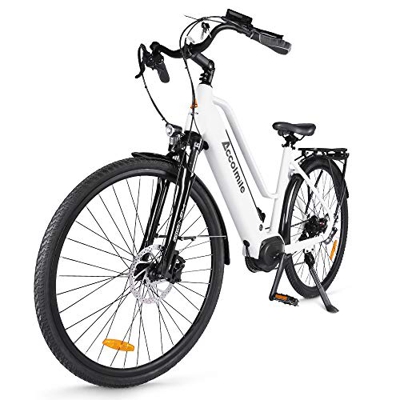 Accolmile Bicicleta Eléctrica 28” 700C, Ebike de Ciudad con 36V 250W Motor de Media Torsión M200, City Bicicleta de Paseo Pedelec, Adultos Unisex, Bat