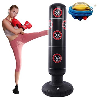 CJBIN Saco de Boxeo de Pie, 160cm PVC Fitness Saco Boxeo Niños, Saco Boxeo Suelo, Boxeo Niños, para Niños y Adultos Ejercicio y Alivio del Estrés con 