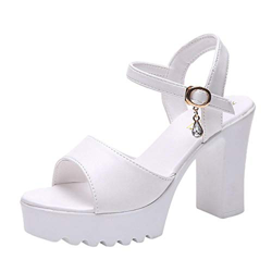 VJGOAL Sandalias de Mujer Moda Casual de Verano Boca de Pescado Punta Abierta Plataforma Tacones Altos Sandalias Hebilla de Tobillo Sandalias con Pend en oferta
