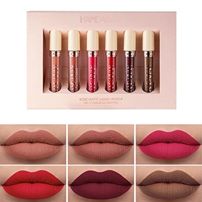 Pintalabios, 6 Piezas Líquido Pintalabios Traje, Pintalabios Mate Liquido Lápiz Labial Pintalabios Impermeable Kit, Labiales Mate Larga Duracion, Rega