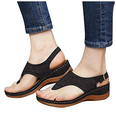 Sandalias mujer plataforma cuña Sandalias mujer plataforma verano 2021 playa de Roma Casual Cómodo con hebilla de Punta Descubierta de cruzar,Zapatos 