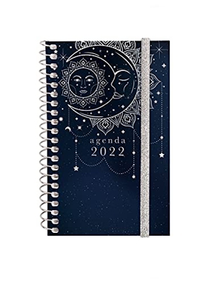 Finocam Espiral Design Collection Moon - Agenda Enero 2022 - Diciembre 2022 (12 meses), Mini - E3 - 79x127 mm, Moon
