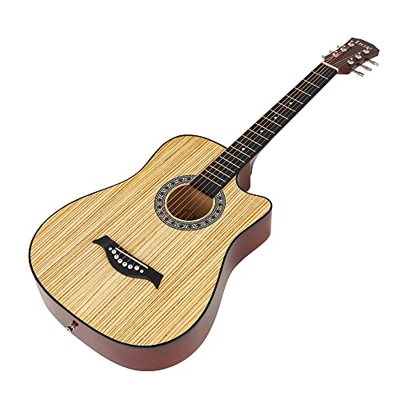 WGOEODI Juego de Guitarras Populares de 6 Cuerdas de Tilo de Guitarra acústica de 38 Pulgadas, con Cuerdas de Correa de Capo de selección de Bolsa, Gu