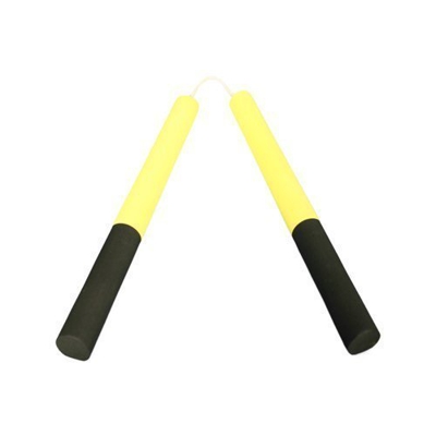 Playwell 12" Largo Denso Espuma Redondo Entrenamiento Nunchakus - Amarillo/Negro