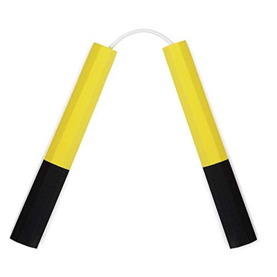 Playwell Deluxe Calidad 10" Largo Denso Espuma Octagonal Entrenamiento Nunchakus - Amarillo / Negro