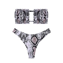 heekpek Conjunto de Bikini para Mujer, Traje de Baño Dos Piezas Conjunto Bañador sin Tirantes, Ropa de Playa de Color Doblez con Cordón Bikini Sets Le en oferta