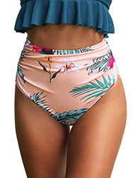 CUPSHE Bikini de cintura alta para mujer, con fruncido, estampado tropical, multicolor, S características