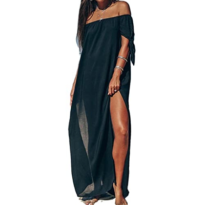 DURINM Vestido de Playa Suelto Camisola y Pareo para Cubrir Bikini Traje de Baño Mujer Sin Tirantes Ropa de Baño Playa Traje de Baño Vestido de Bikini