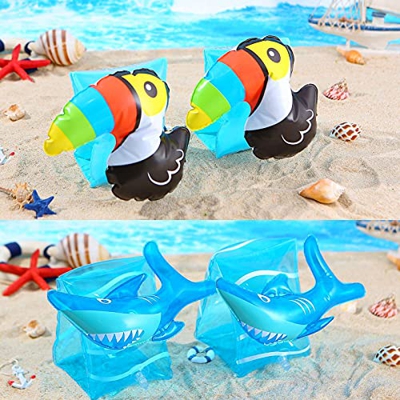 GiantGo Brazaletes inflables para niños de 3 a 6 años, banda de brazo, mangas flotantes, tubo flotante, alas de agua, ayuda para natación, brazaletes 