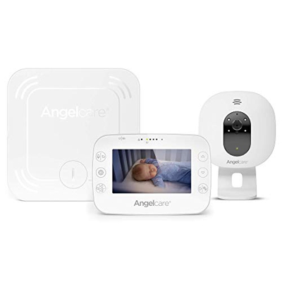 Angelcare AC327 - Vigilabebés con sensor de movimiento, pantalla de la temperatura de 4,5 pulgadas, visión nocturna por infrarrojos, color blanco