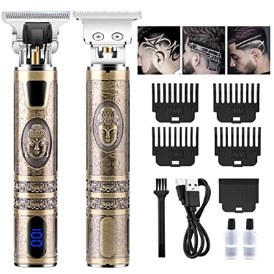 WARMTUYO Cortapelos Hombre, Maquina Cortar Pelo Profesional, Cortadora de Pelo Carga USB, Recortadora de Cabello con Pantalla LED y 4 Peines Limitados