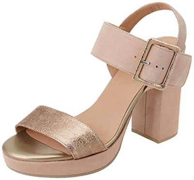 Geox D Gerbera High E, Sandalias con tacón. Mujer, Dk Skin Champagne, 38.5 EU