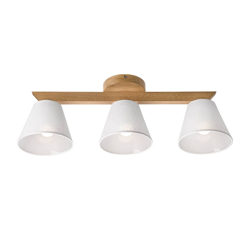 Plafón Suecia 3 luces, roble natural/blanco en oferta