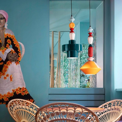 Lámpara colgante Lariat, altura 70 cm, amarillo