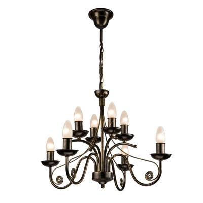 Lámpara de araña Ayleen de acero, 8 luces negro