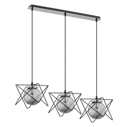 Lámpara colgante Sagard, 3 luces, plata/negro características