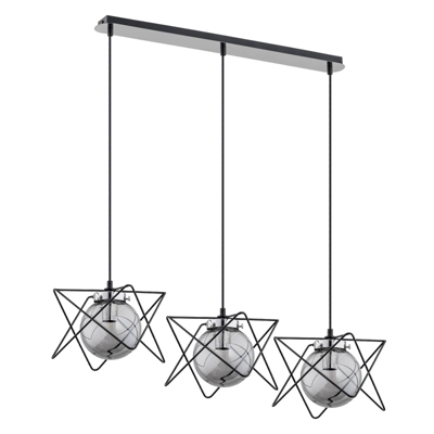 Lámpara colgante Sagard, 3 luces, plata/negro