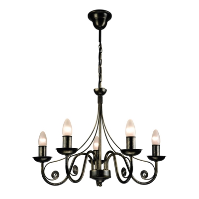 Lámpara de araña Ayleen de acero 5 luces, negro