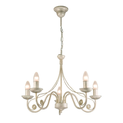 Lámpara de araña Ayleen de acero, 5 luces, blanco