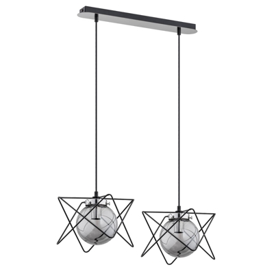 Lámpara colgante Sagard, 2 luces, plata/negro