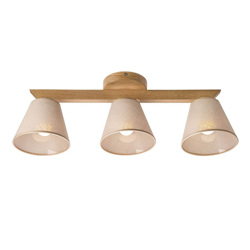 Plafón Suecia 3 luces roble natural/beige en oferta