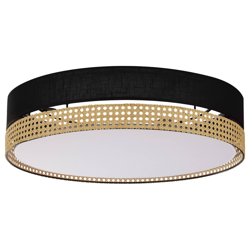 Plafón Paglia negro/ratán, Ø 60 cm en oferta