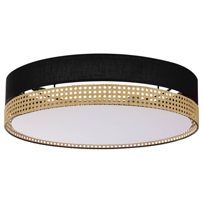 Plafón Paglia negro/ratán, Ø 60 cm