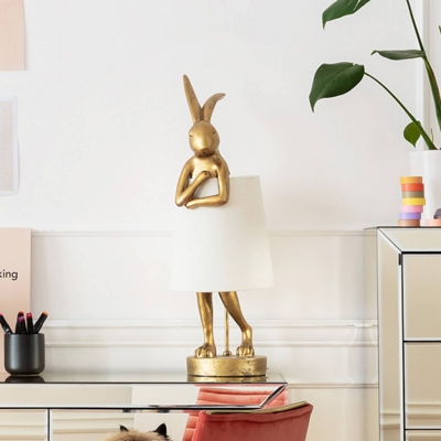 KARE Animal Rabbit lámpara de mesa oro/blanco