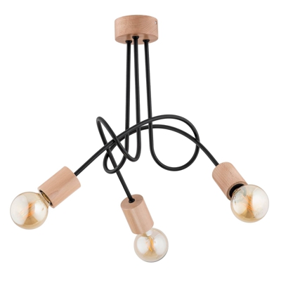 Plafón Tarnow 3 luces, madera