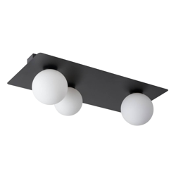 Plafón Firn, angular, 3 luces, negro en oferta
