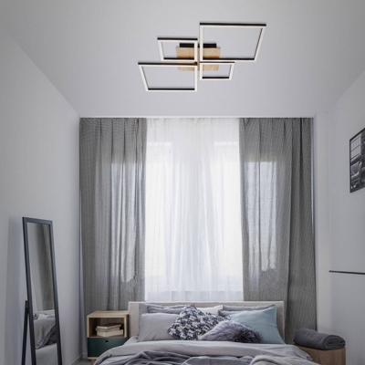 Plafón LED Frame, step dim, 4 luces madera