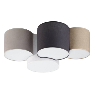 Plafón Mona Colour, 4 luces blanco/marrón/gris