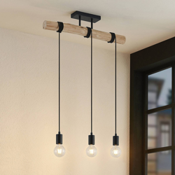 Lindby Amilia lámpara colgante, madera, 3 luces características
