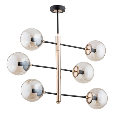 Plafón Primas, negro-oro, altura 66,5cm