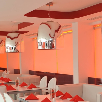 Prandina Notte S5 lámpara colgante, cromo/blanco