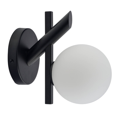 Aplique Baleo, negro/opalino, 1 luz