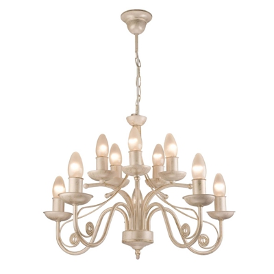 Lámpara de araña Ayleen de acero, 10 luces, blanco