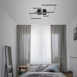 Plafón LED Frame, step dim, 4 luces negro en oferta