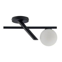 Plafón Baleo, negro/opalino, 1 luz en oferta