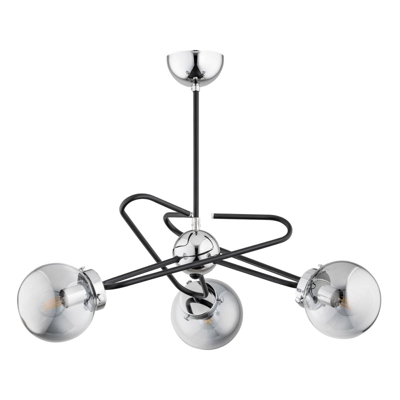 Plafón Sagard, 3 luces, plata/negro