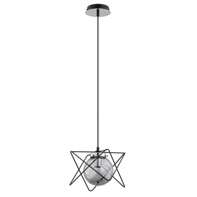 Lámpara colgante Sagard, 1 luz, plata/negro