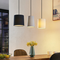 Lindby Amilia lámpara colgante, tela, 3 luces características