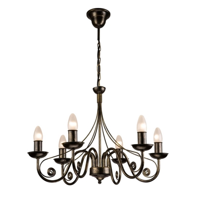 Lámpara de araña Ayleen, 6 luces, 1 nivel, negro