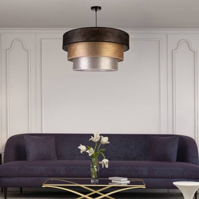 Plafón Luneta, vellón, negro/oro/plata Ø60cm