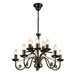 Lámpara de araña Ayleen de acero 10 luces, negro en oferta