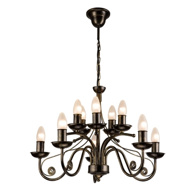 Lámpara de araña Ayleen de acero 10 luces, negro