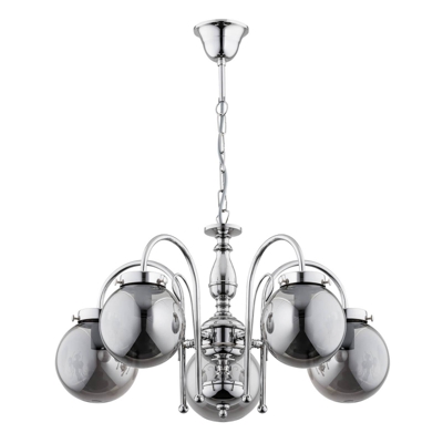 Lámpara de araña Hector, plata, 5 luces